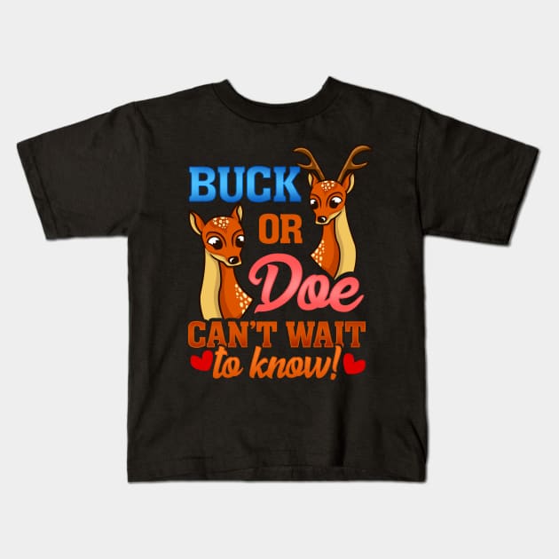 Pink or Blue - Buck or Doe - Baby Shower Party Kids T-Shirt by biNutz